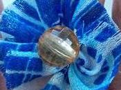 Blue Fabric Ring with Orange Bead