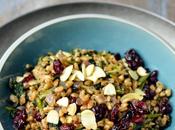 Warm Farro Pilaf with Dried Cranberries Kale