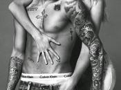 Lara Stone Poses with Justin Bieber Calvin Klein Jeans