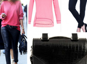 Look Emmanuelle Alt's Blush Pink Sweat, Black Slim Pants AnEdgy