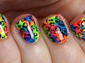 Multi-Colored Neon Leopard Nails