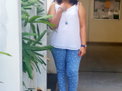 LOTD Blue Jeggings White