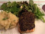 Fresh Chervil Spread Topped Salmon with Mixed Salad Lovely Lemon Spring Onion Mash!