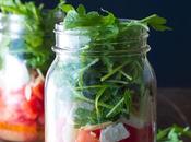 Watermelon, Feta Arugula Mason Salads