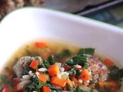 Kale Orzo Soup with White Beanballs