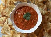 Roasted Tomato Tomatillo Salsa with Baked Paprika Spiced Tortilla Chips