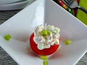 Healthy Holiday Appetizer Tomatoes Stuffed with Chicken Goat Cheese