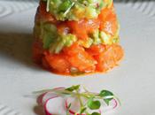 Fish, Cold Fish Sriracha Salmon Ceviche Towers with Garden Guacamole Radish Sprouts