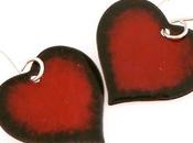 Copper Heart Black Enameled Earrings Darling Copp...