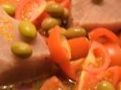 Ricetta Filetti Tonno Olive Taggiasche. Recipe Tuna Fillets with Olives