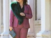 What Wore: Pink Plaid Pantsuit with Green