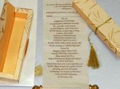 Gold Color Printed Beautiful Indian Scroll Wedding Card