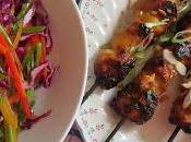 Chicken Satay Skewers Rainbow Salad