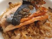 Mushroom Risotto with Fried Salmon
