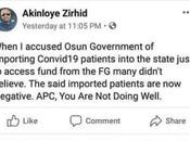 Arraigned Court Accusing Osun Govt Importing COVID19 into State Financial Gains Facebook