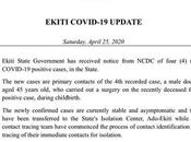 Four Cases Coronavirus Confirmed Ekiti State