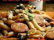 Minutes Done Whole Wheat Penne Pasta Tossed with Chicken Sausage, Artichokes Arugula