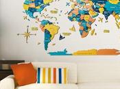 Colored Wood World Wall