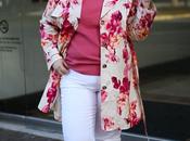 Floral Petite Raincoat with White Jeans