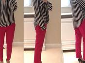 Pink Trousers Striped Blouse
