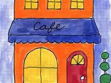 Cafe Tempera Painting