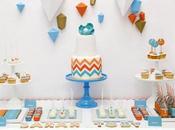 Chevron Aqua Orange with Touch Gold Table Little Company