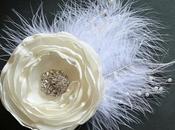 Bridal Feather Hair Flower Available White Ivory