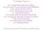 Tuesday Topics: Things About