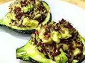 Stuffed Courgette: Rice, Cheddar Avocado