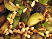 Roasted Brussels Sprouts with Farro, Edamame Toasted Pine Nuts