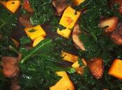 Roasted Butternut Squash with Wilted Kale, Mushrooms Garlic #SundaySupper