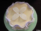 Cake with Royal Icing Piping Trellis Pieces