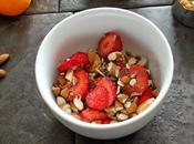 Crunchy Breakfast Bowl with Cereal, Seeds, Almonds, Ginger, Fruit