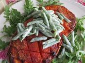 Roasted Sweet Potatoes with Green Bean Slaw
