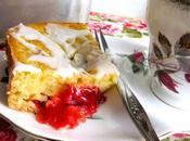 Glazed Strawberry Rhubarb Breakfast Cake