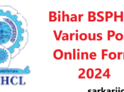 Bihar BSPHCL Various Post Online Form 2024
