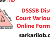 DSSSB District Court Various Post Online Form 2024