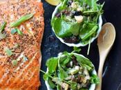 Salmon with Watercress Scallion Caper Vinaigrette Topping