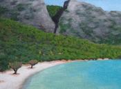 Painting Beach Cliffs Eastern Shore Samos Greece