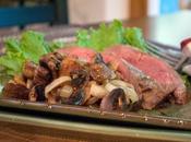 Flank Steak with Roasted Mushrooms Onions